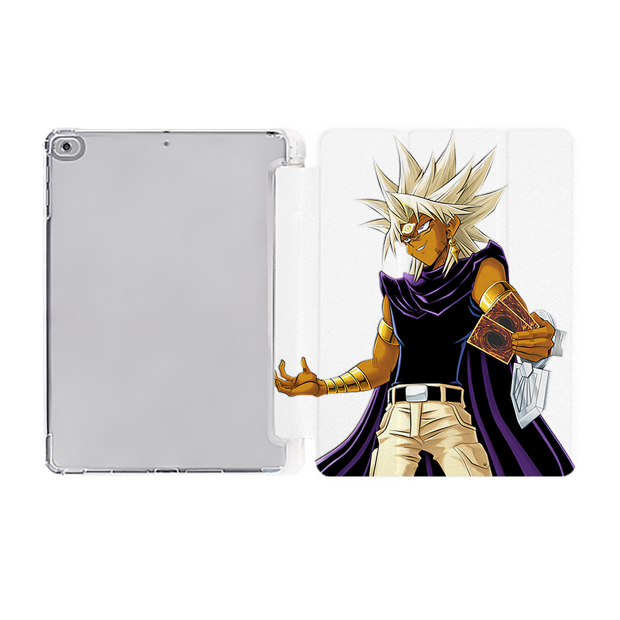 （画像用） 遊☆戯☆王 Yu-Gi-Oh! IPad ケース ペン収納付き 三つ折りスタンド PUレザー×シリコン 対応機種9.5/10.5/10.9インチ